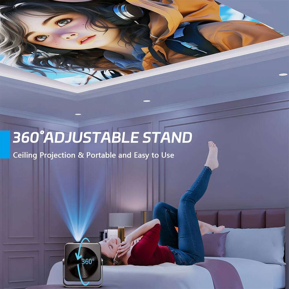 360° Adjustable Stand Ceiling Projection & Portable and Easy to Use