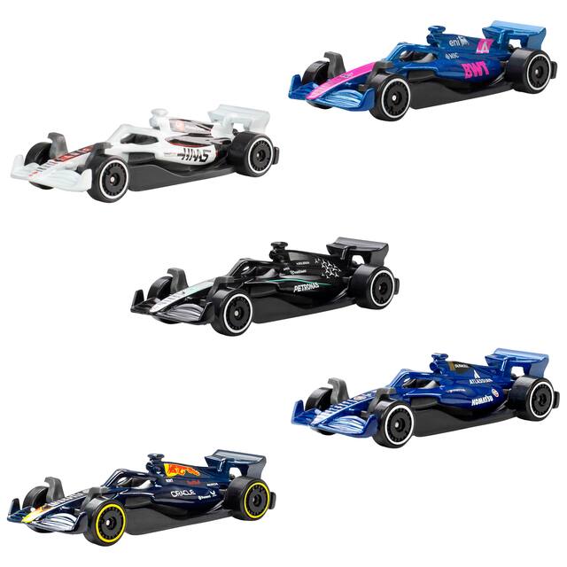 Hot Wheels - 1:64 Scale Formula 1 Die-Cast Toy Cars (5-Pack)