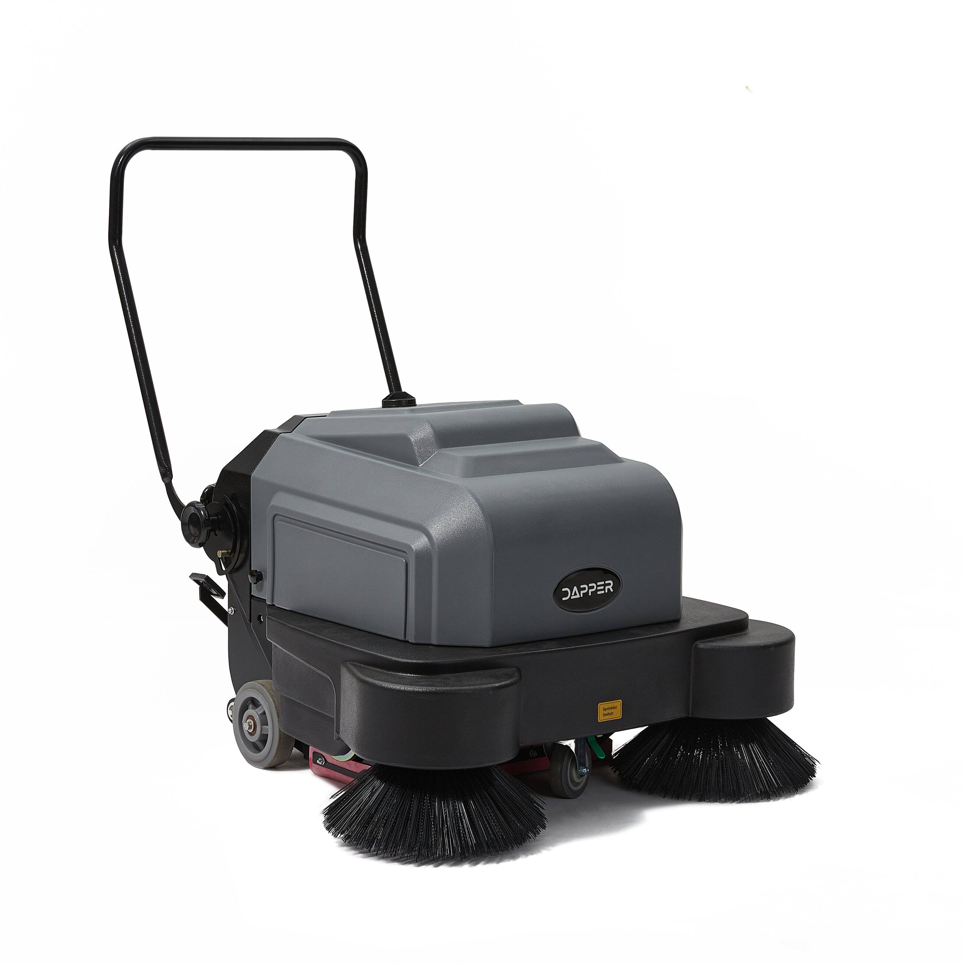 Alt View 9. Dapper Supply - Commercial Walk Behind Battery Floor Sweeper 40in 9 Gal Hopper 26000 Sq Ft/hr 4hr Runtime - Black.