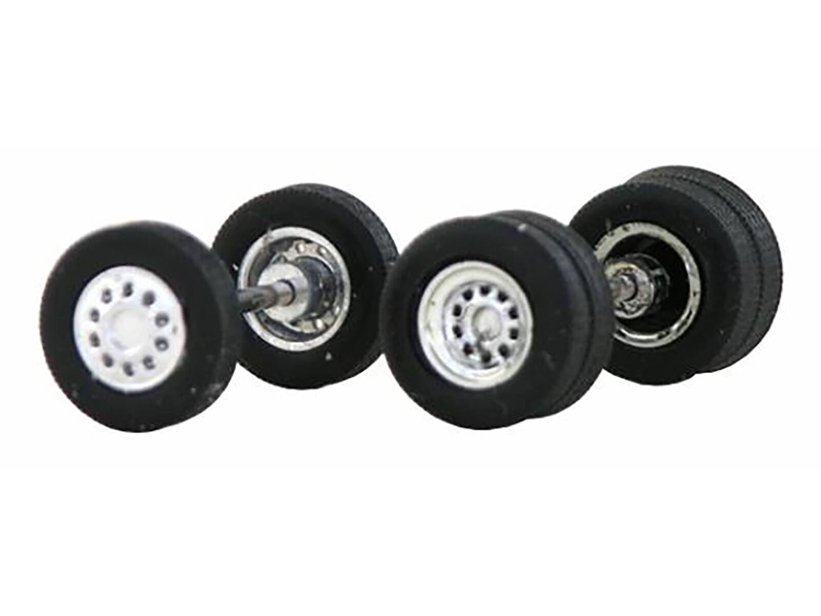 Angle. Promotex - Chrome Wheel Sets (2 Front and 4 Rear) 1/87 (HO) Plastic Model by Promotex - Black.