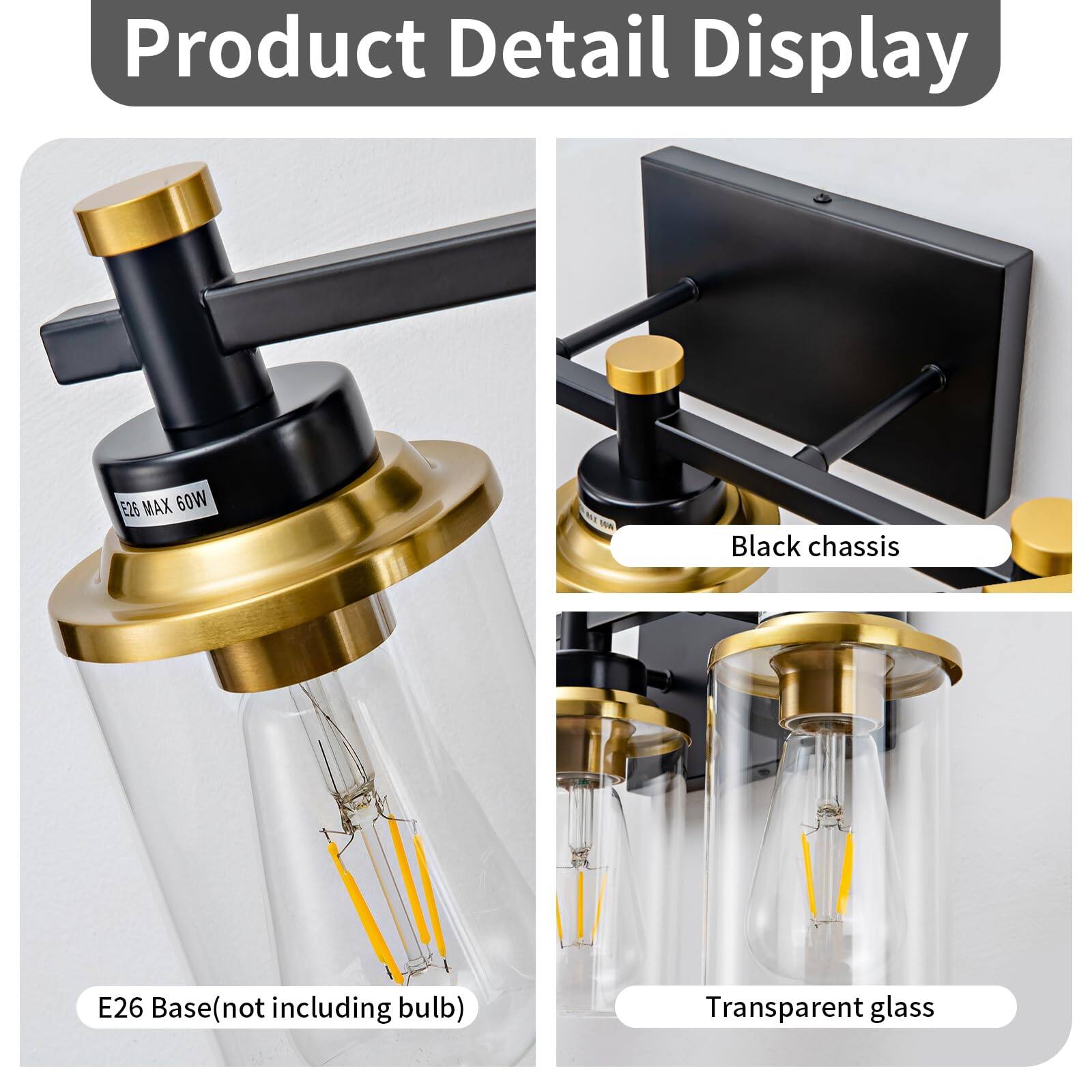 Product Detail Display

- E26 MAX 60W
- Black chassis
- E26 Base (not including bulb)
- Transparent glass