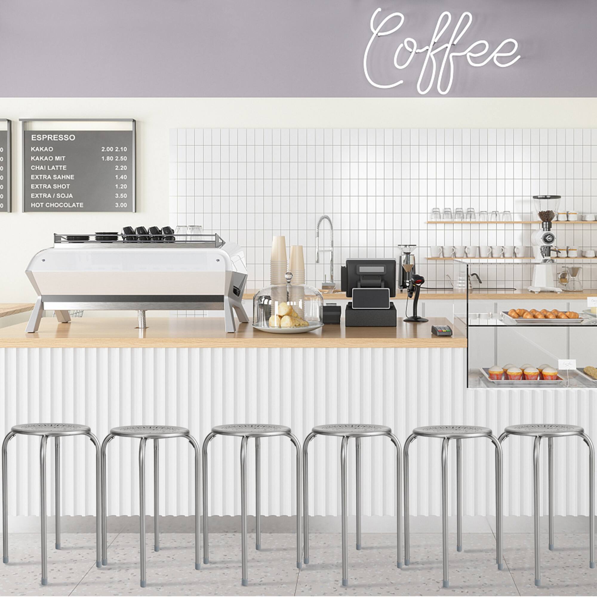 Here is the corrected and grouped text:

- Espresso: 2.00, 2.10
- Kakao: 1.80
- Kakao mit Chai Latte: 2.50
- Extra Sahne: 1.40
- Extra Shot: 1.20
- Extra Soja: 3.50
- Hot Chocolate: 3.00