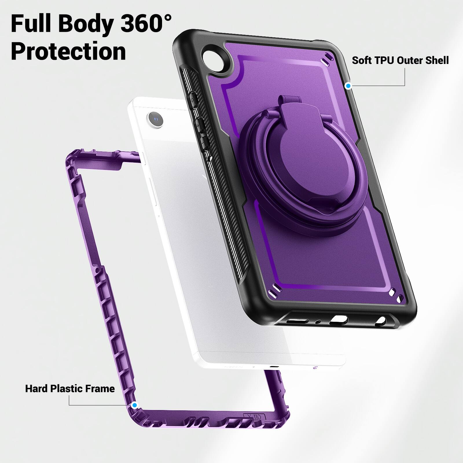 Full Body 360° Protection  
Soft TPU Outer Shell  
Hard Plastic Frame