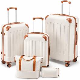 LUGGEX - 20" 24" 28" 5 Piece Hardside Suitcase Set with Wheels and TSA Approved - EX-Lite - White