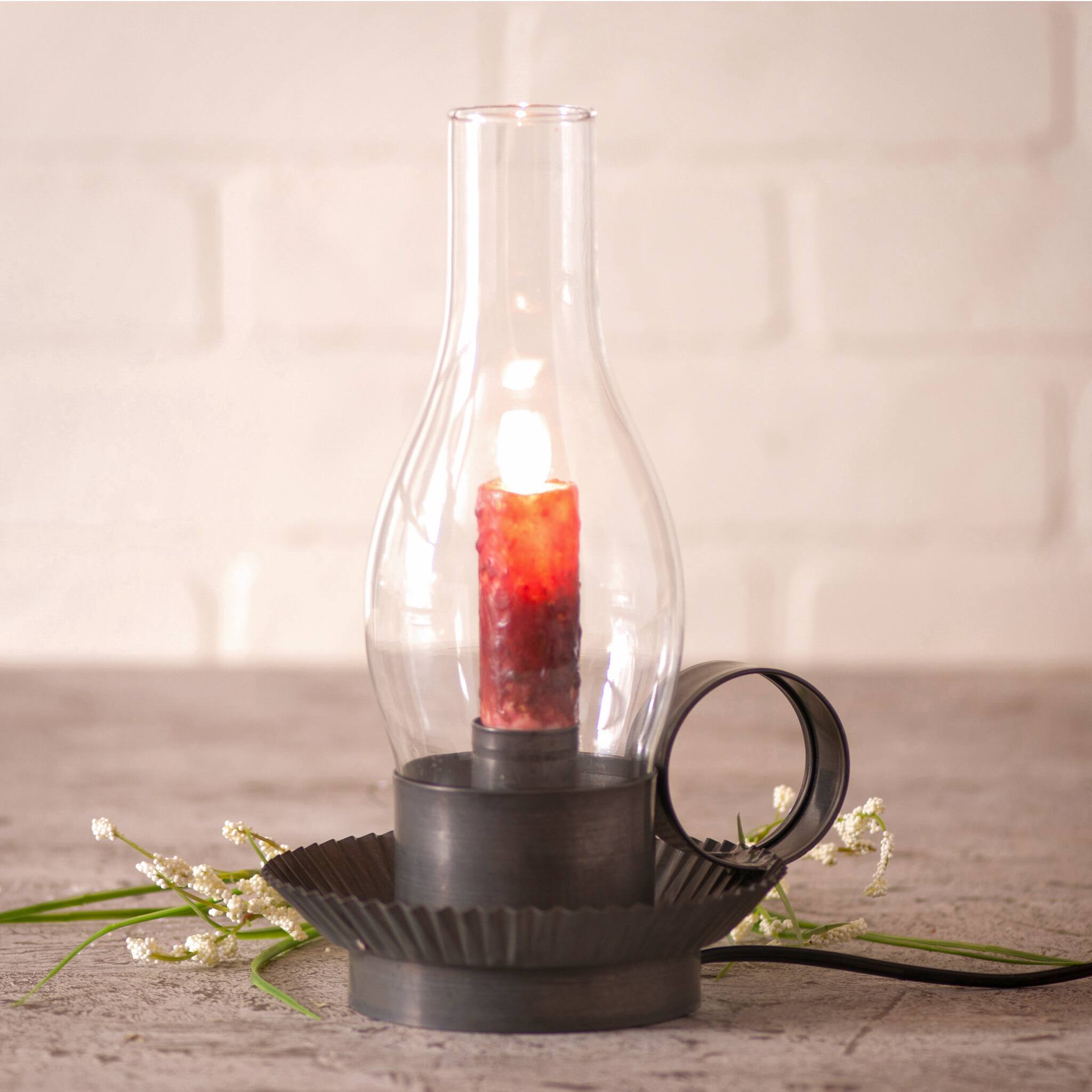 Alt View 1. Irvins Country Tinware - Hurricane Candle Lantern Kettle Black 9 inch Metal Indoor Tabletop E12 Taper - Black.