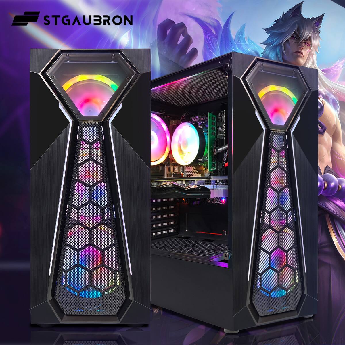 STGAubron Gaming PC Computer Desktop, AMD Ryzen 5 5500 up to