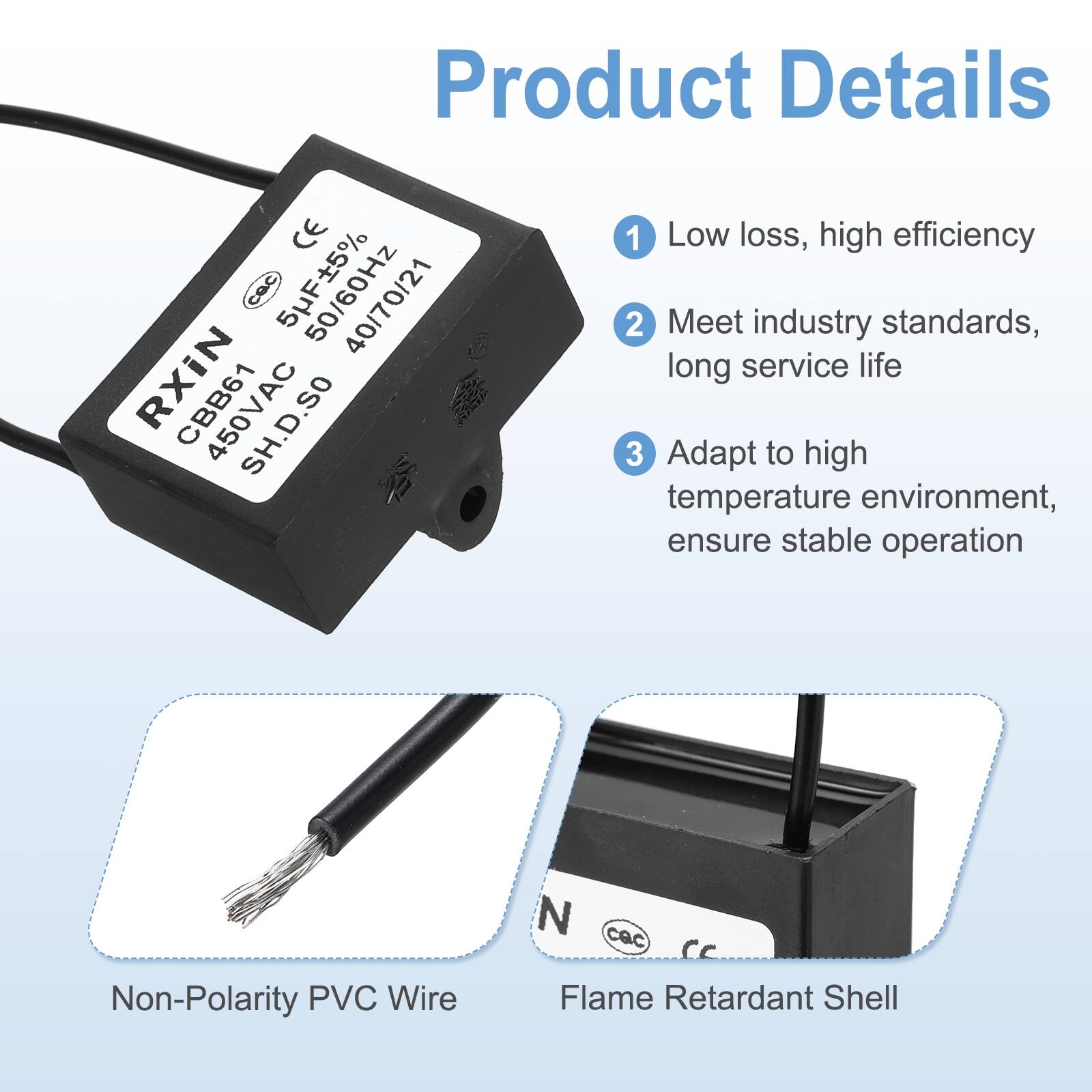Product Details

1. Low loss, high efficiency
2. Meet industry standards, long service life
3. Adapt to high temperature environment, ensure stable operation

Non-Polarity PVC Wire

Flame Retardant Shell