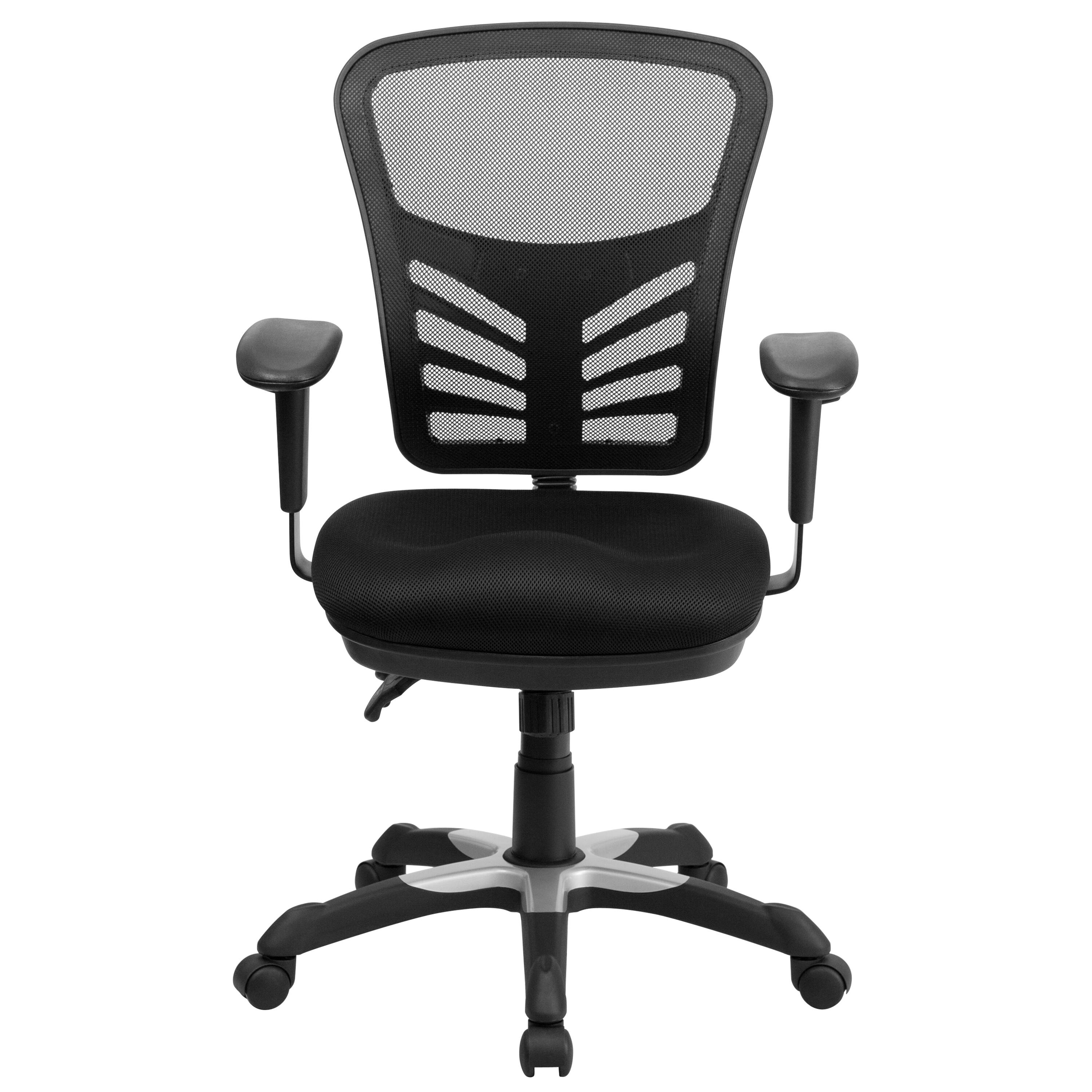 Alt View 7. Emma + Oliver - Mid-Back Mesh Multifunction Executive Swivel Ergonomic Office Chair with Adjustable Arms - Black/Black Frame.