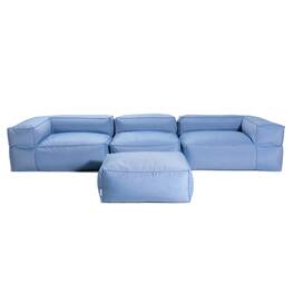 Jaxx - Baya 4 Piece Outdoor Sofa with Ottoman - Luxurious European Style Soft Seating - Ocean Blue
