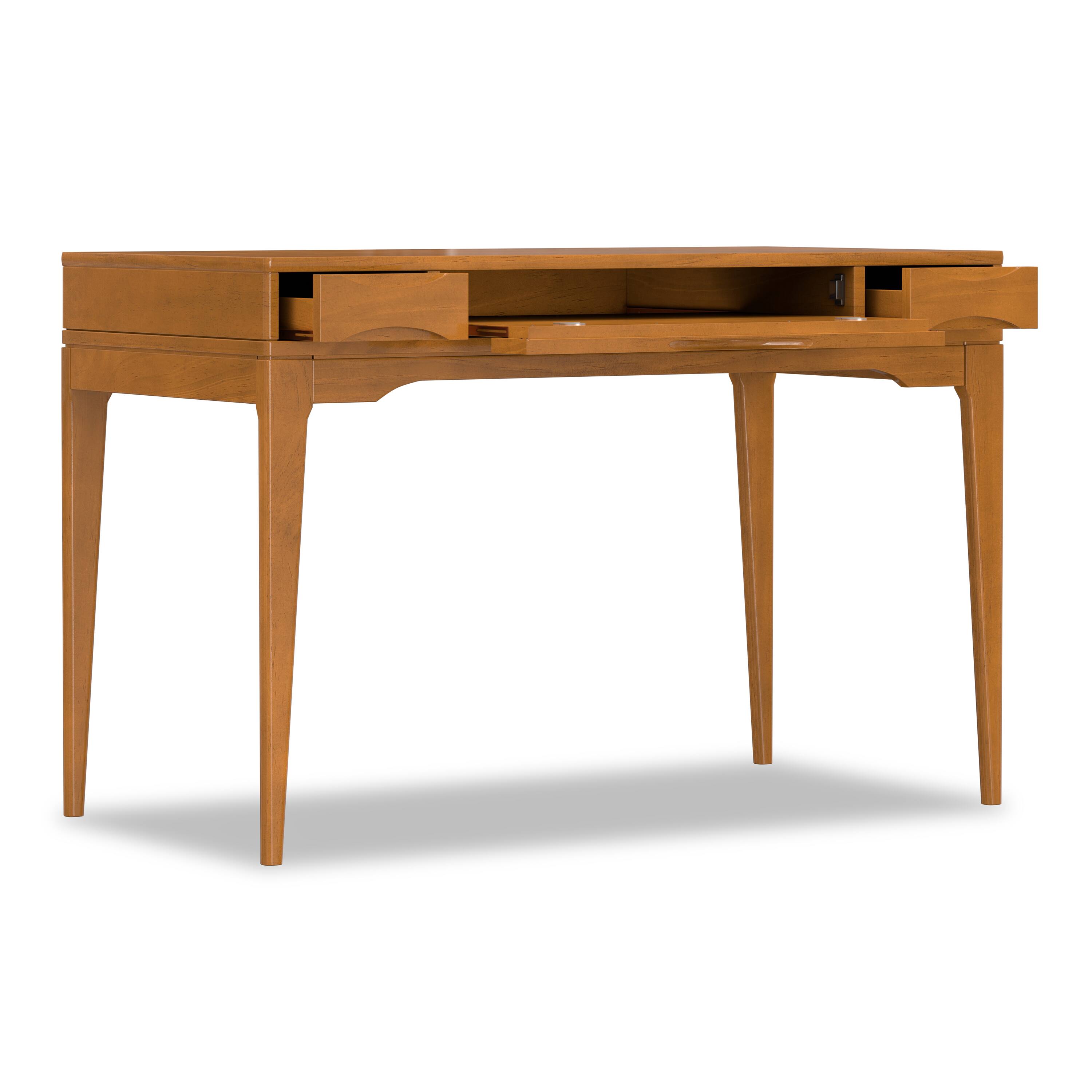Back. Simpli Home - Harper 48 inch Wide Solid Hardwood Mid-Century Modern Small Desk in Light Golden Brown - Light Golden Brown.