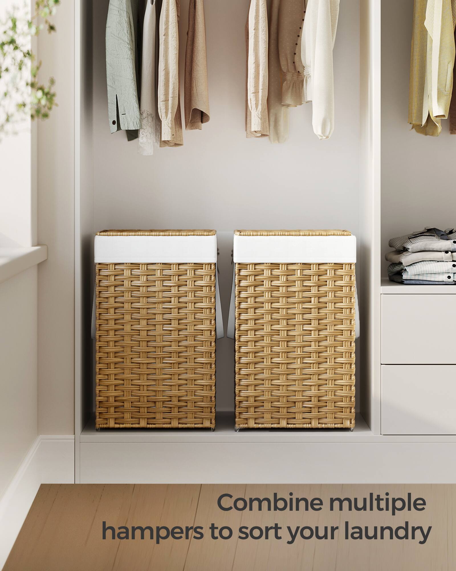Combine multiple hampers to sort your laundry