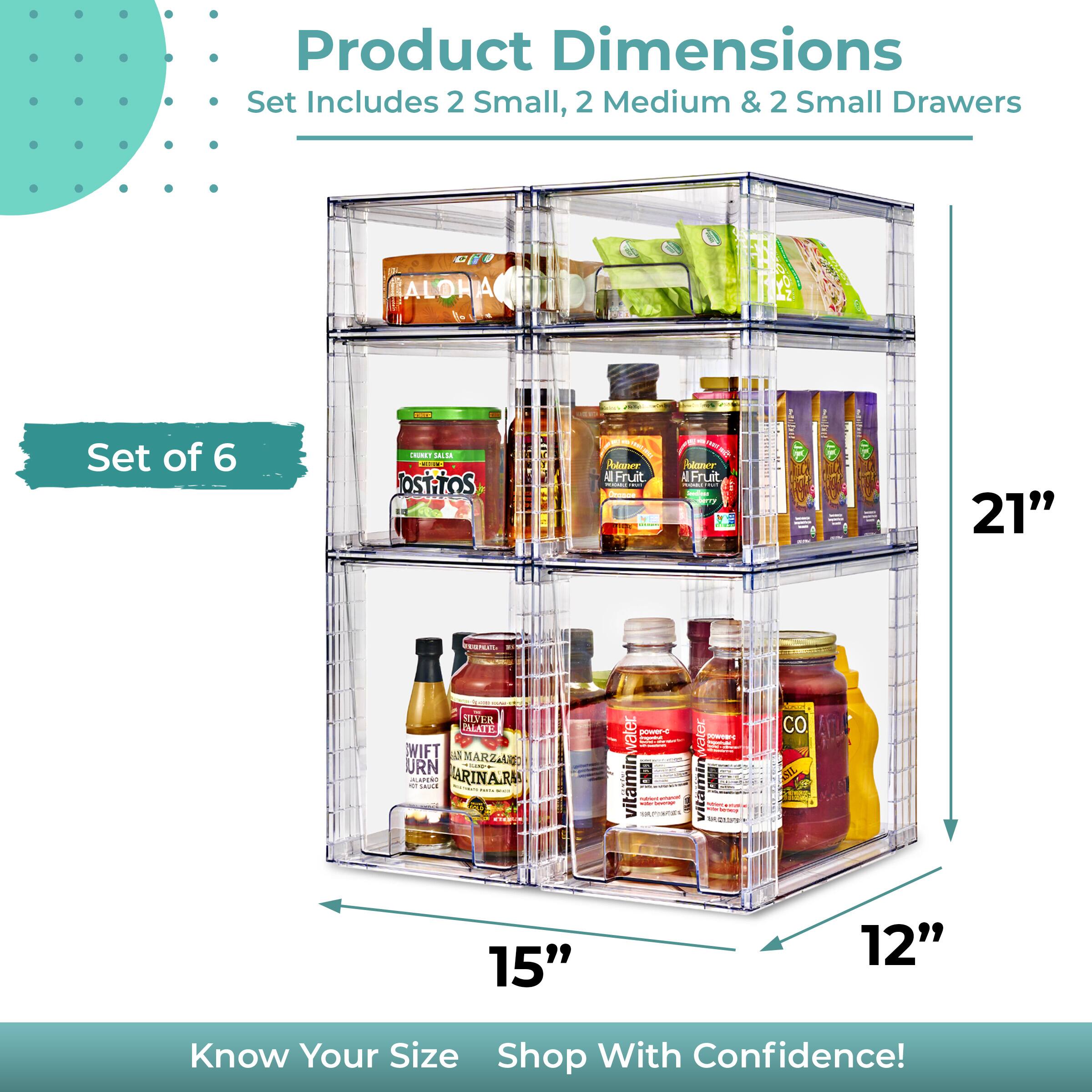 Product Dimensions  
Set Includes 2 Small, 2 Medium & 2 Small Drawers  
ALOHA A Set of 6  

21"  
15"  
12"  

Know Your Size  
Shop With Confidence!