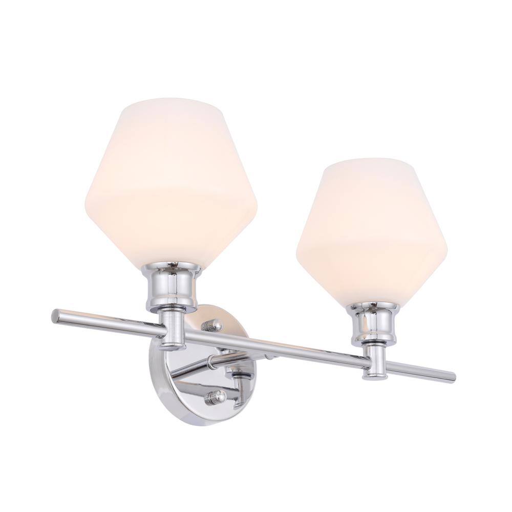 Alt View 4. Living District - Gene 2 light Chrome and Frosted white glass Wall sconce - Chrome And Frosted White Glass.