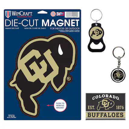 WINCRAFT
Established 1961
DIE-CUT MAGNET
AIMANT DÉCOUPÉ
IMÁN DEL CORTE DEL DADO
FOR INDOOR OR OUTDOOR
PUSH TO REMOVE MAGNET
COLORADO
EST. 1876
BUFFALOES
WinCraft
P.O. Box 88987
Winona, MN 55987