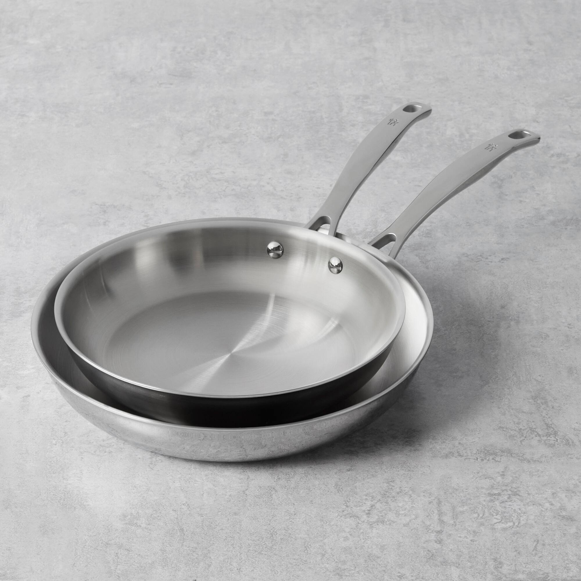 Alt View 1. Henckels - Henckels Clad H3 2-pc Stainless Steel 10-in & 12-in Fry Pan Set - Stainless Steel.