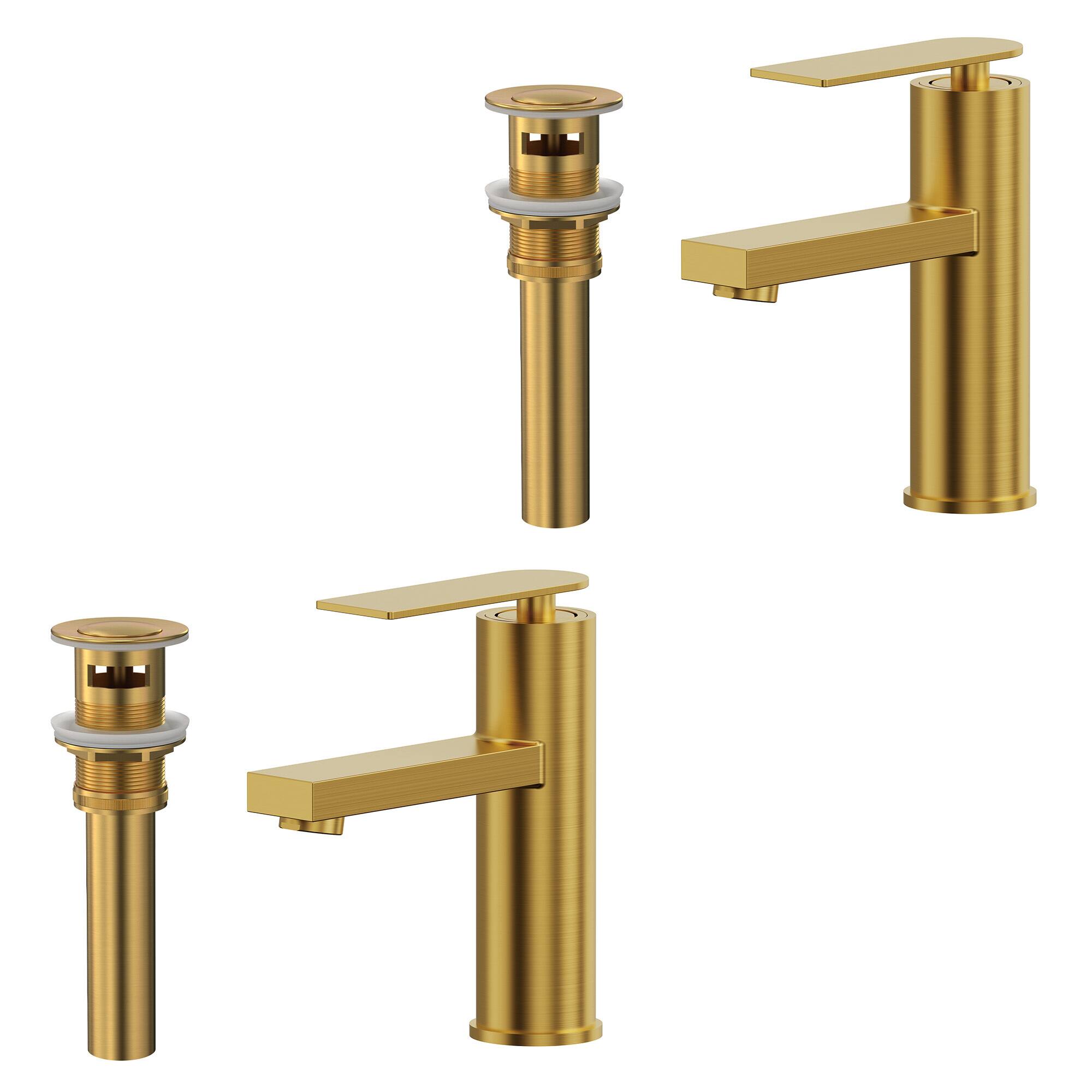 Single Handle Low-Arc Vessel Sink Faucet, 3.6 in. Flat Spout Height with Pop-Up Drain