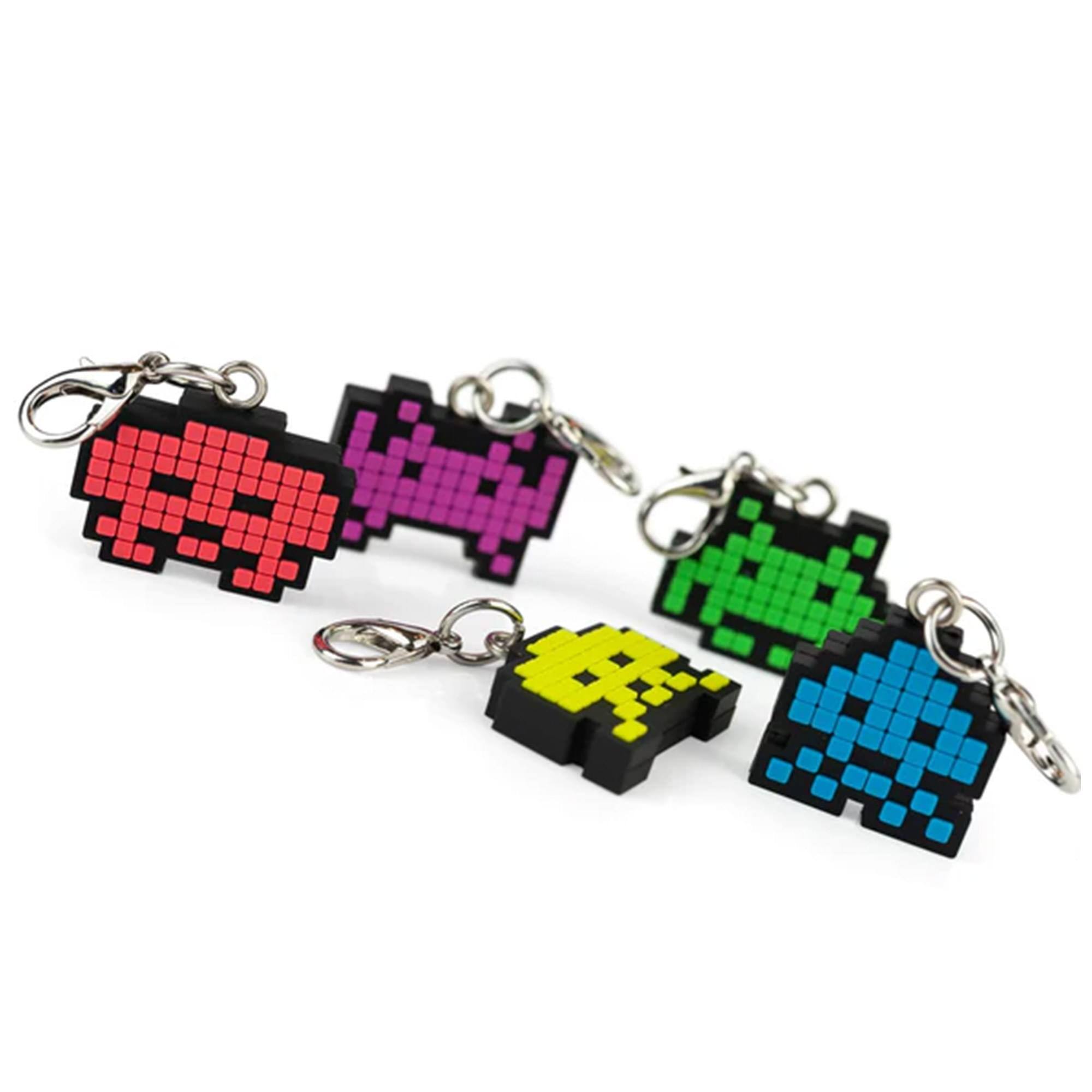Alt View 2. Crowded Coop - Space Invaders Aliens Zipper Pulls Unique Video Game Accessories | 5-Piece Set - Green.