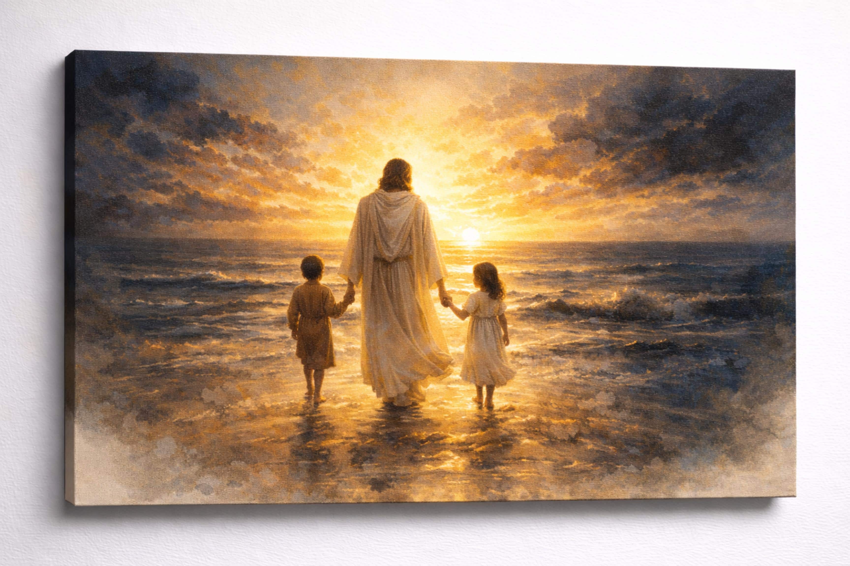 FC Design - Large Canvas 24x36" Frameless Golden Color Horizon Faith Walk Art Painting Home Wall Décor - MultiColor