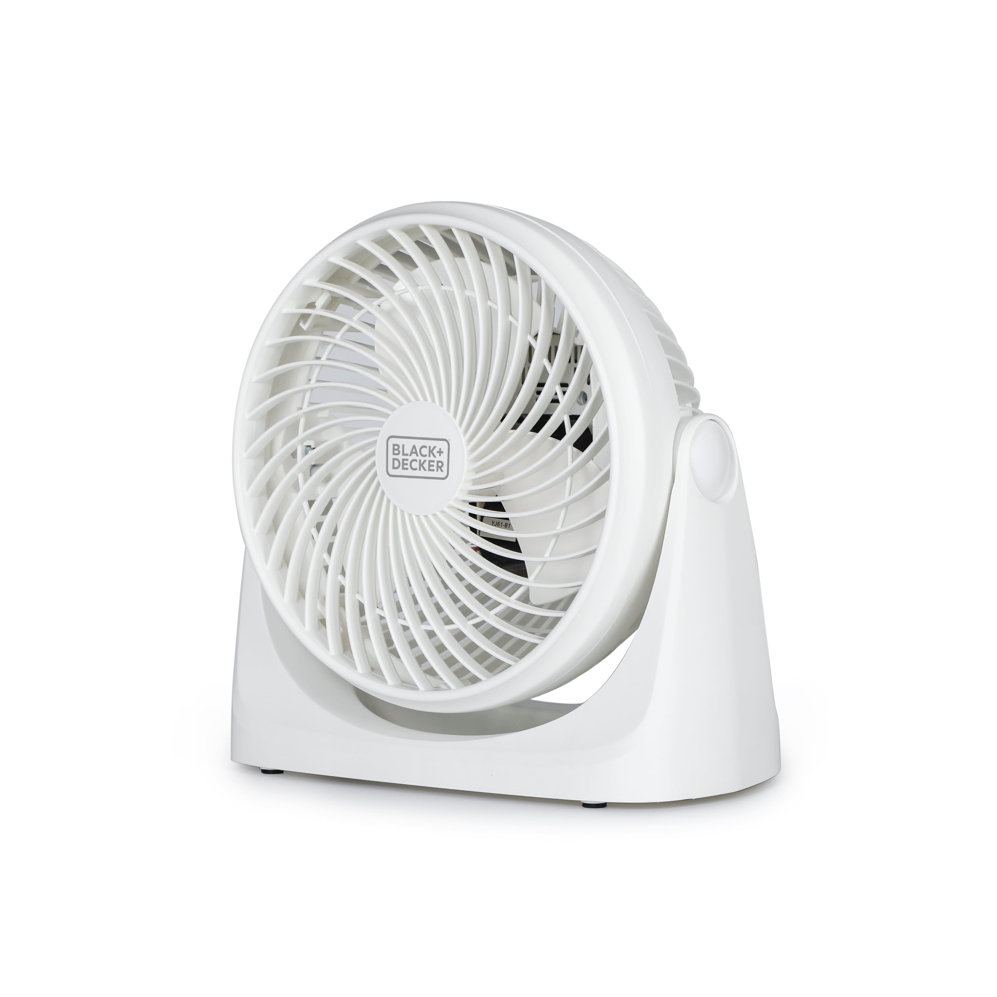 Black+Decker - 7" Portable Turbo Fan, 3-Speed Personal Desktop Fan with 90° Tilt Head for Bedroom or Office Cooling, BFTU107W - White