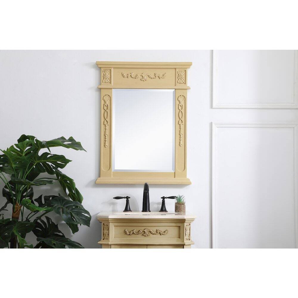 Alt View 1. Elegant Decor - Wood Frame Mirror 22 Inch X 28 Inch In Light Antique Beige - Light Antique Beige.