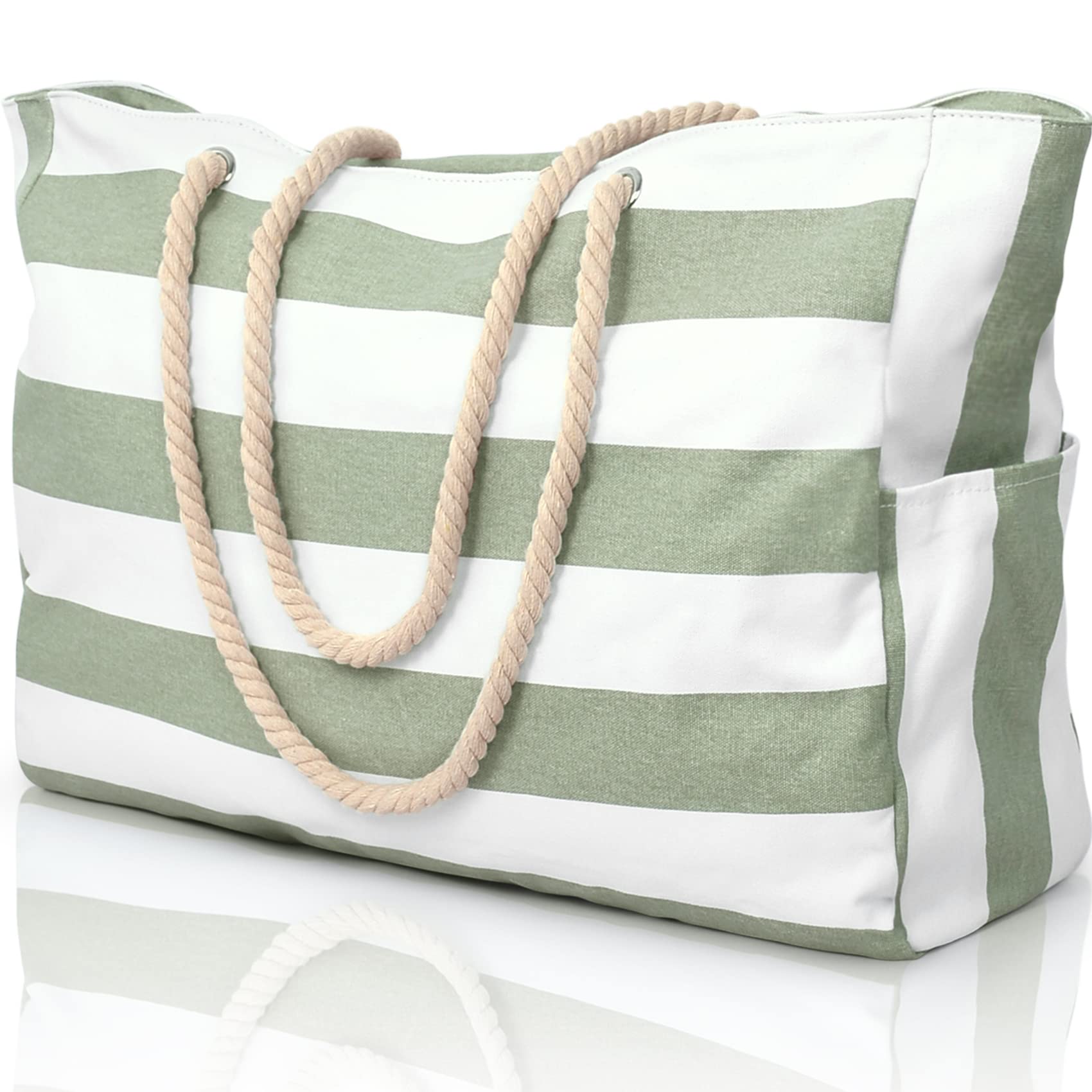 Front. DORLUKFU - Beach Bags for Women Large Waterproof Beach Tote Bag Zipper Beach Bags Waterproof Sandproof Swim Pool Bag Large Tote - Light Green.