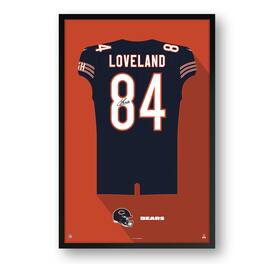 Sporticulture - Colston Loveland Chicago Bears Facsimile Signature Framed Jersey Art Print - Blue
