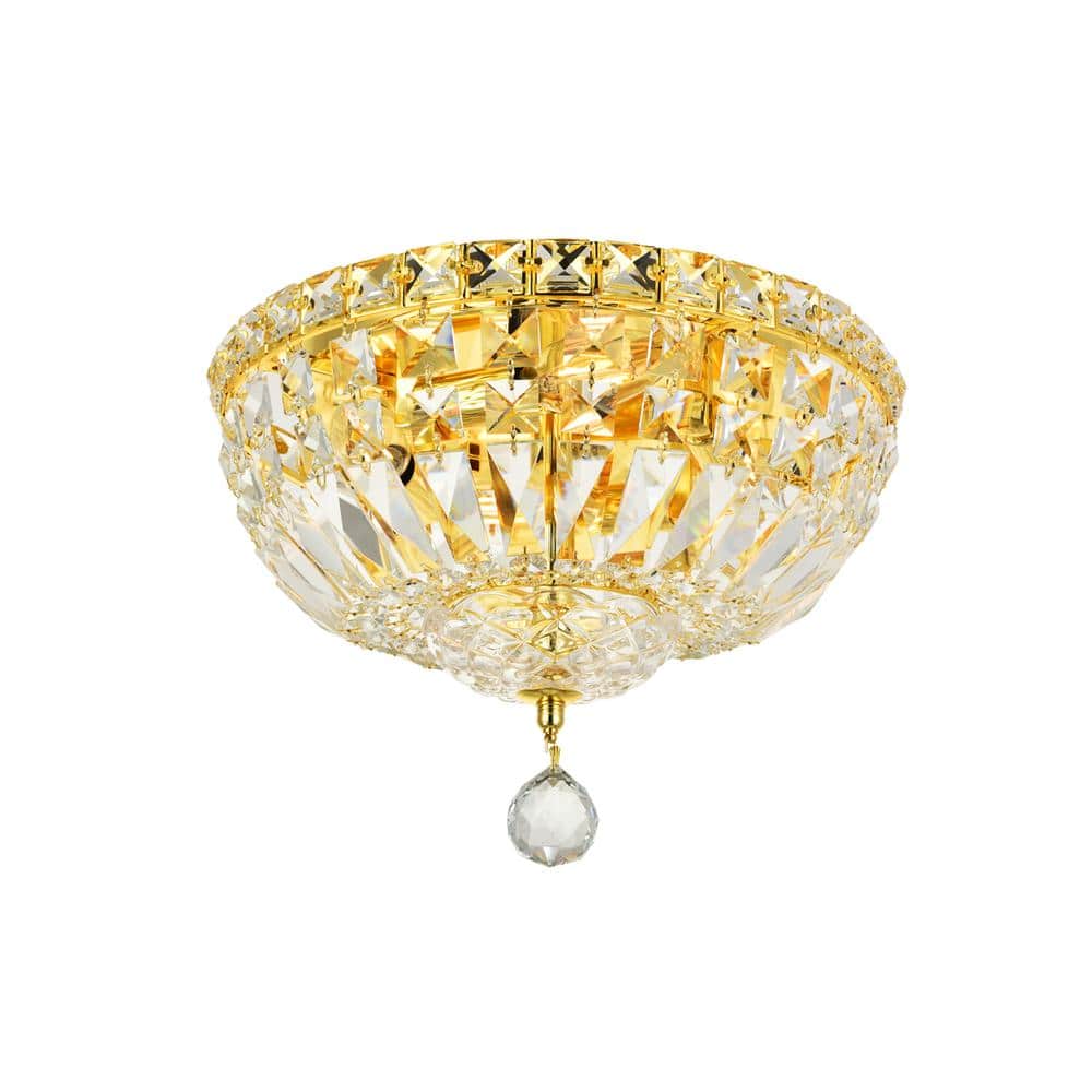 Elegant Lighting - Tranquil 4 light Flush Mount Clear Royal Cut Crystal - Gold price history on PriceWatchPro