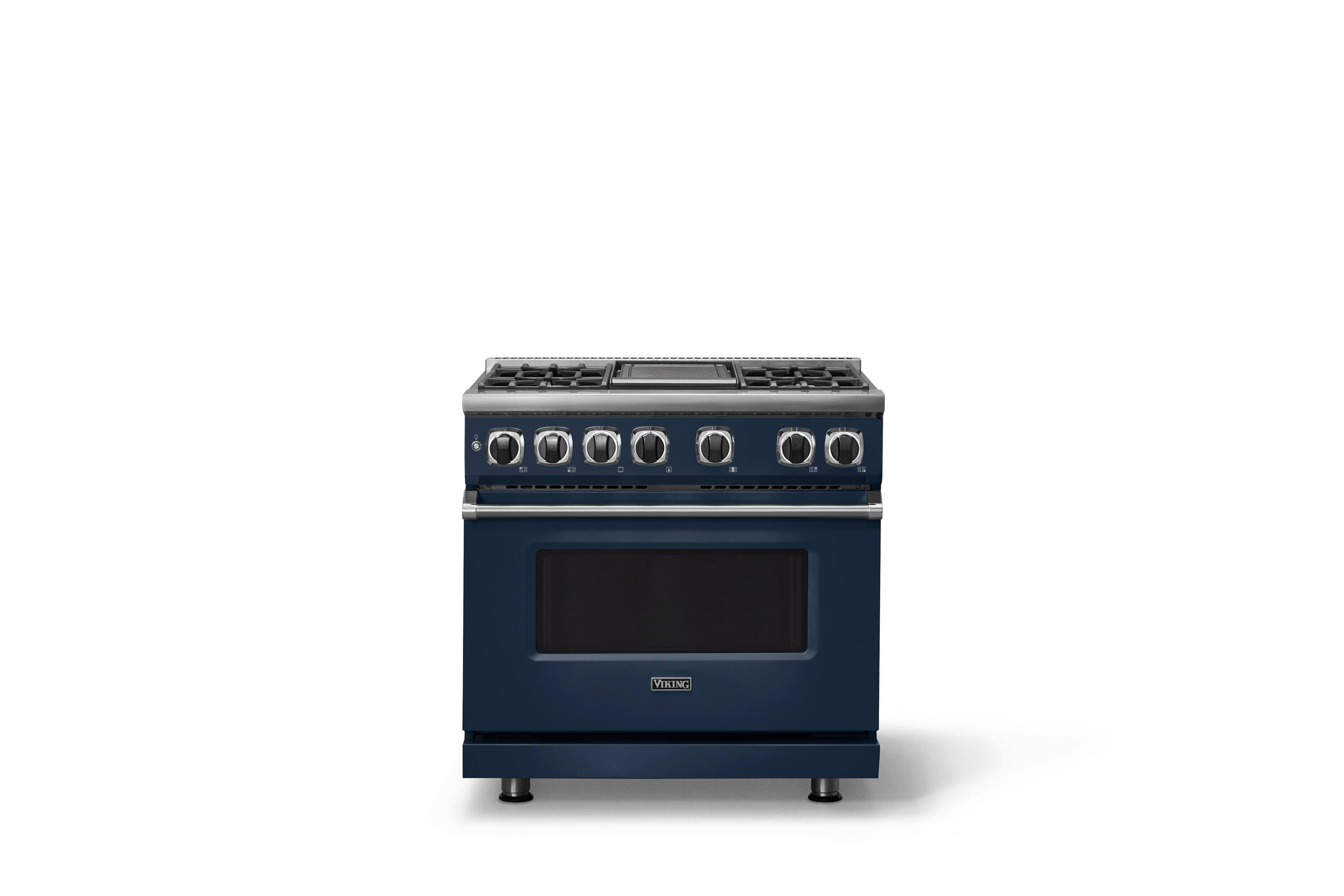 Alt View 4. Viking - 36"W. 5.6 Cu. Ft. 7S Self-Clean Dual Fuel Range-Slate Blue - Slate Blue.