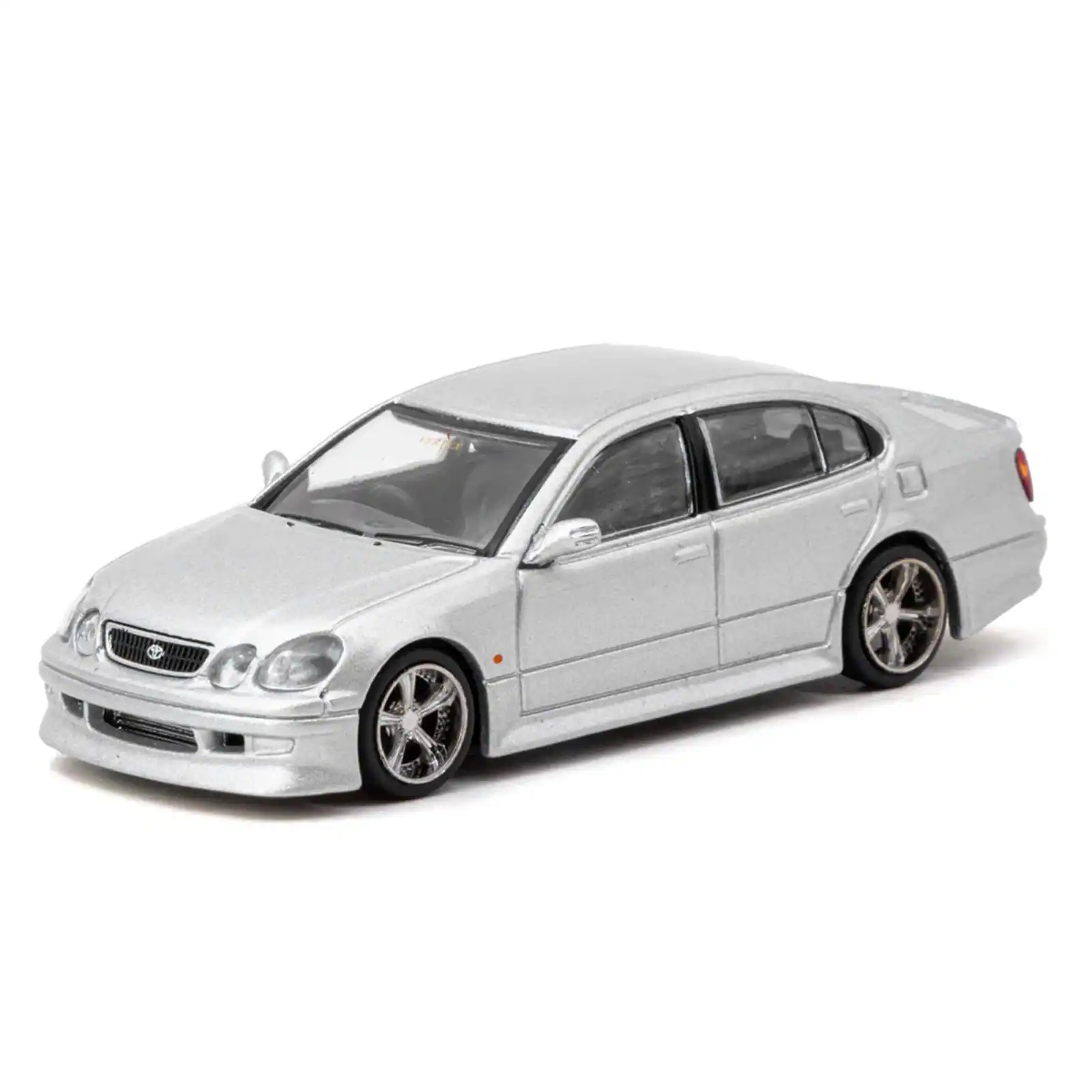 Alt View 1. Tarmac Works - Toyota Vertex Aristo JZS161 RHD (Right Hand Drive) Silver Metallic "Global64" 1/64 Diecast Model Car by Tarmac Works.