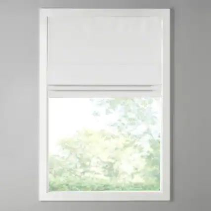 Front. BreeBe - Basketweave Room Darkening Cordless Roman Shade - Light Grey.