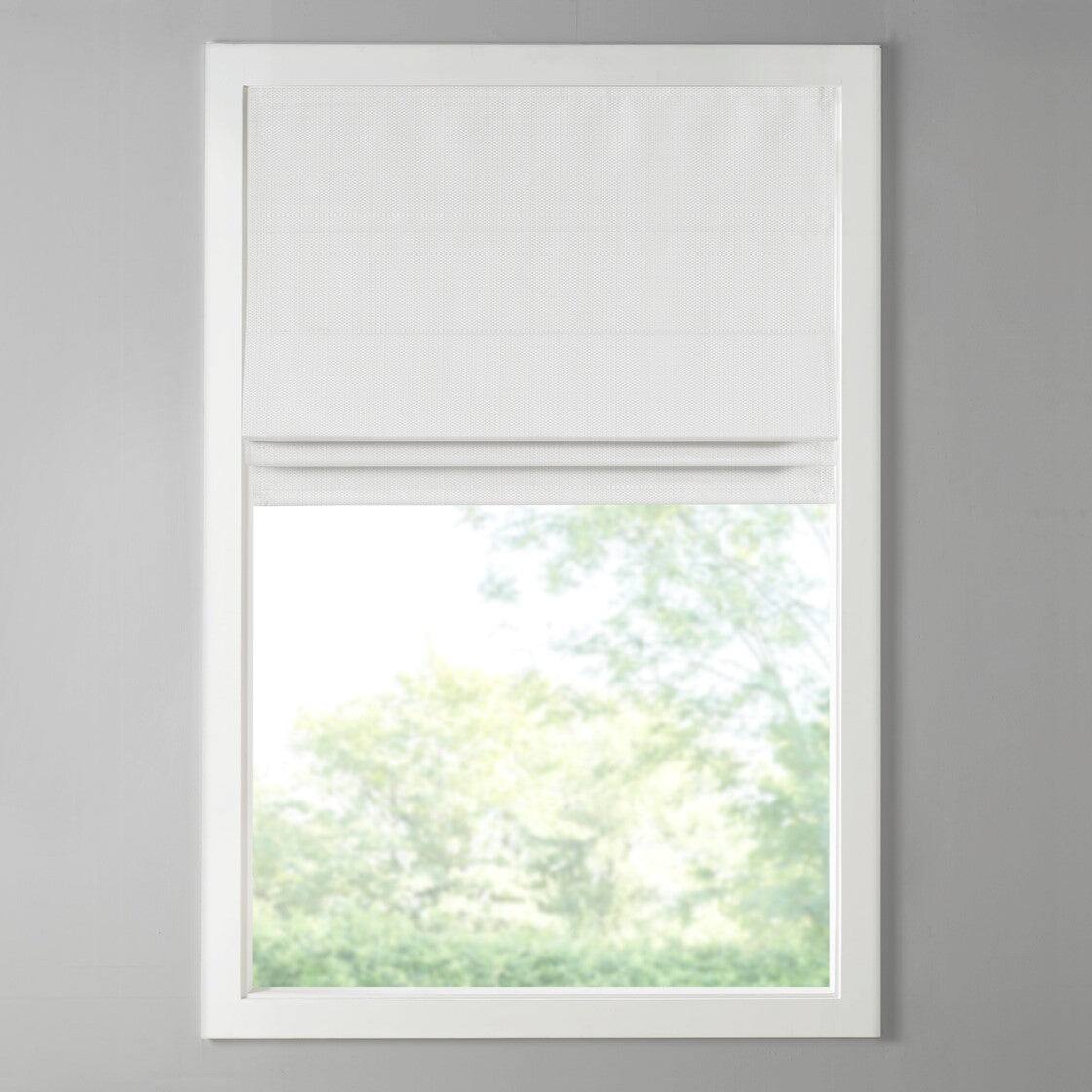 Front. BreeBe - Basketweave Room Darkening Cordless Roman Shade - Light Grey.