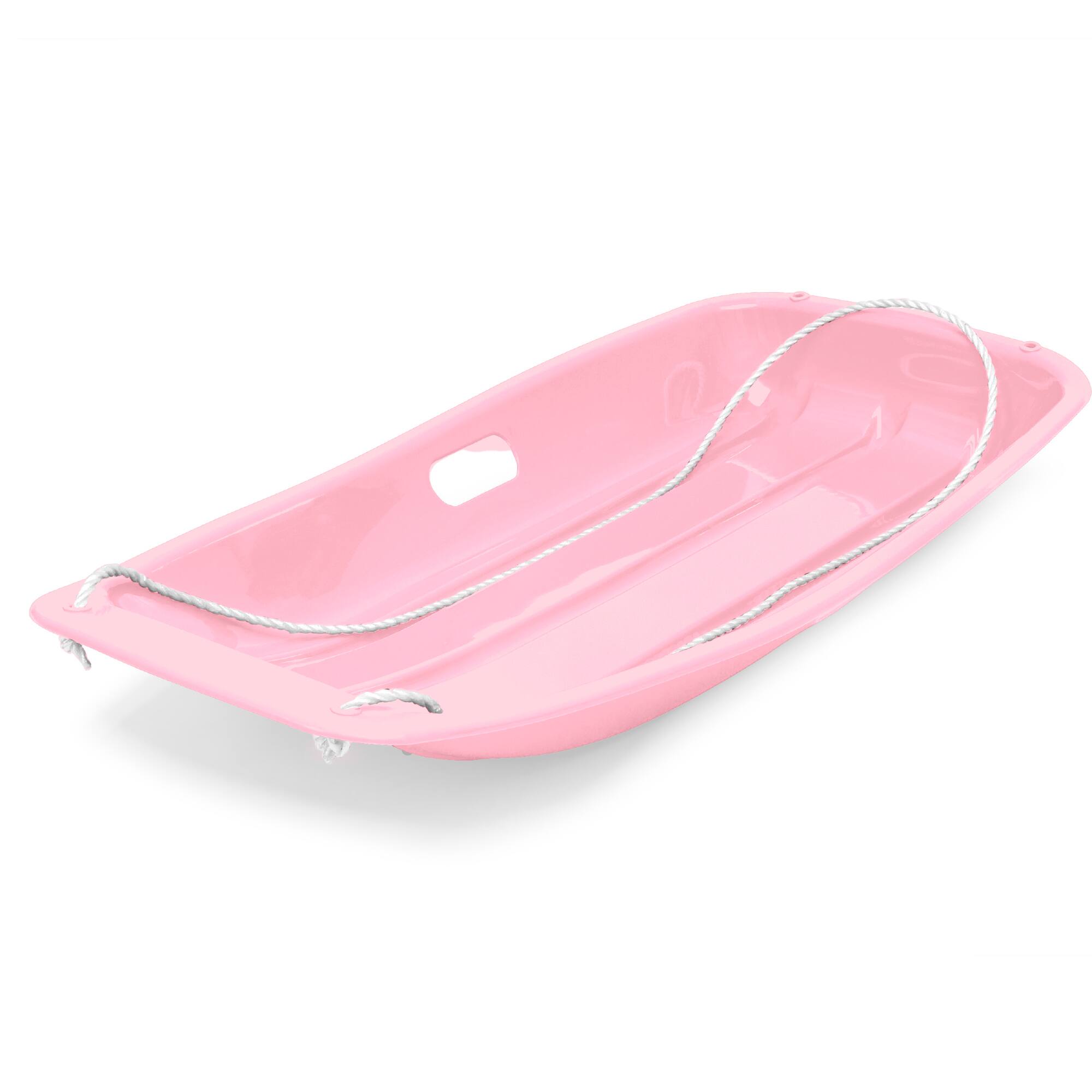 Alt View 1. Best Choice Products - Kids Outdoor Plastic Toboggan Snow Sled Board w/ Pull Rope, Handles - 35in - Light Pink.