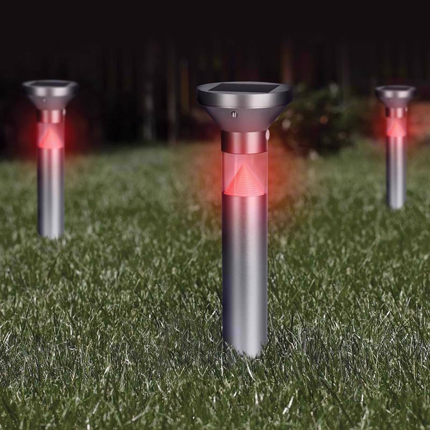 Left. FEIT ELECTRIC - Feit OneSync Brushed Nickel Solar Powered 40 W LED Bollard Light 1 pk.