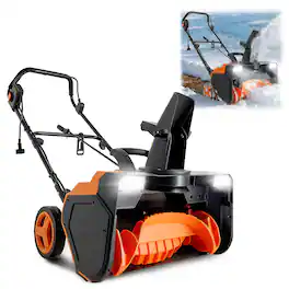VEVOR - Electric Snow Blower, 23 inch 15A Corded Snow Thrower with Dual LED Headlights & 180° Rotating Chute - Orange;Black