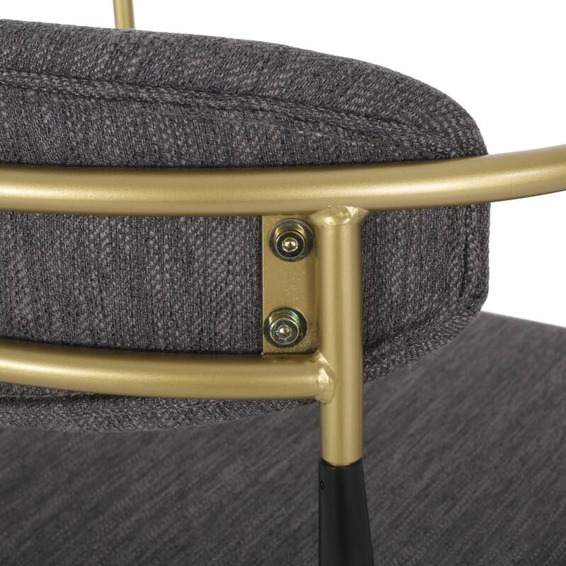 Alt View 4. HTUTWOO - Bar Stools Set of 2, Upholstered Fabric Barstools with Backs & Sturdy Iron Legs, Ideal for Kitchen Island & Home Bar - Dark gray.