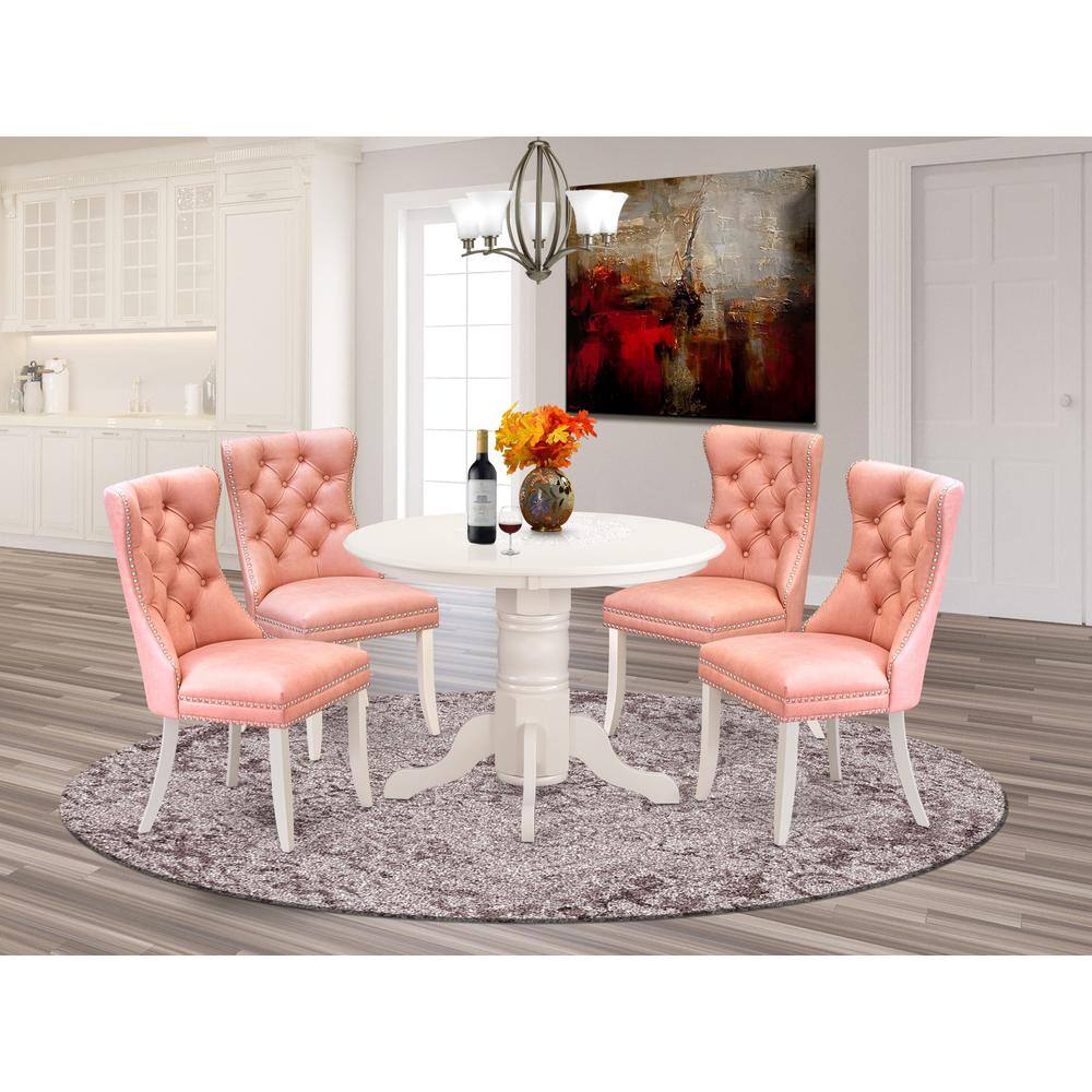 Alt View 3. East West Furniture - 5 Piece Dining Set - White.