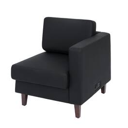 Flash Furniture - HERCULES Artemis LeatherSoft Right Arm Reception Chair, 2 AC Outlets/1 USB/1 USB-C Ports and Wooden Walnut Legs wi - Black