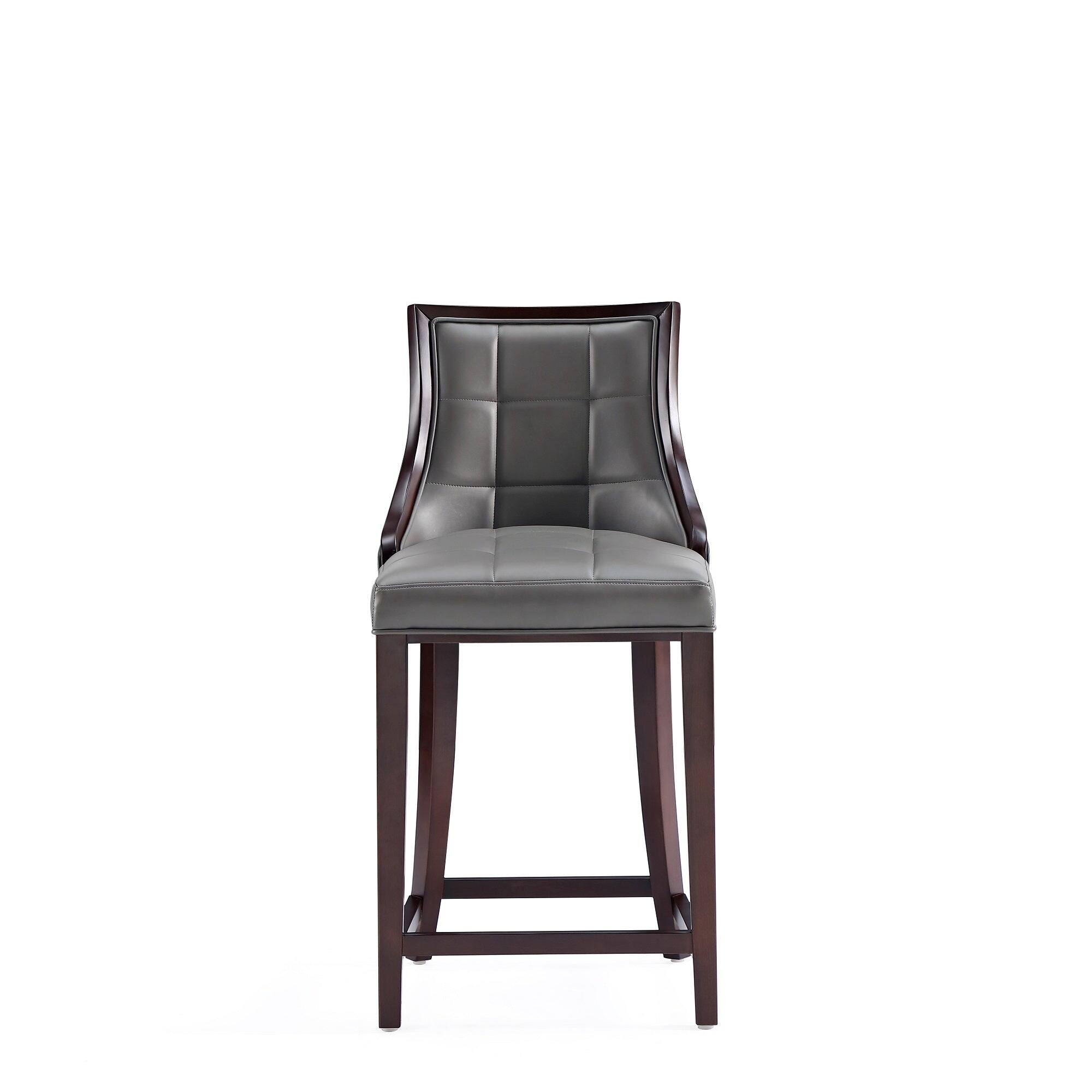 Alt View 1. Manhattan Comfort - Fifth Avenue Traditional Wood Upholstered Counter Stool - Set of 3 - Graphite.