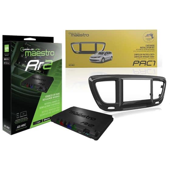 Meastro iDatalink Maestro KIT-PAC1 + ADS-MRR2 Radio Fits 2017-2021 Chrysler Pacifica & Voyager replacement bezel - Black