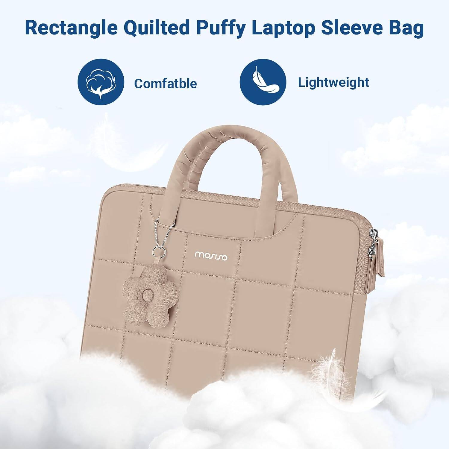 Rectangle Quilted Puffy Laptop Sleeve Bag  
Comfortable  
Lightweight