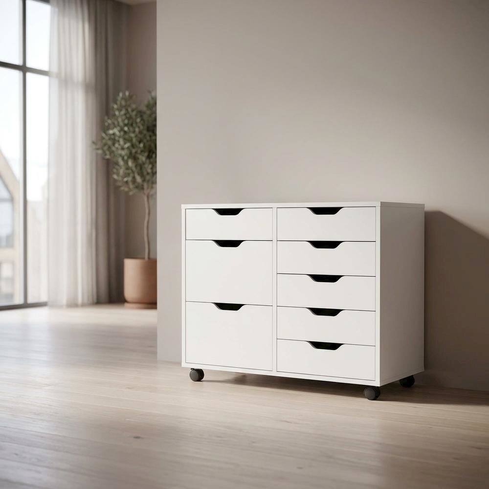 Alt View 3. FurniFact - Contemporary Storage Cabinet with Drawers for Home Office Organization - White.