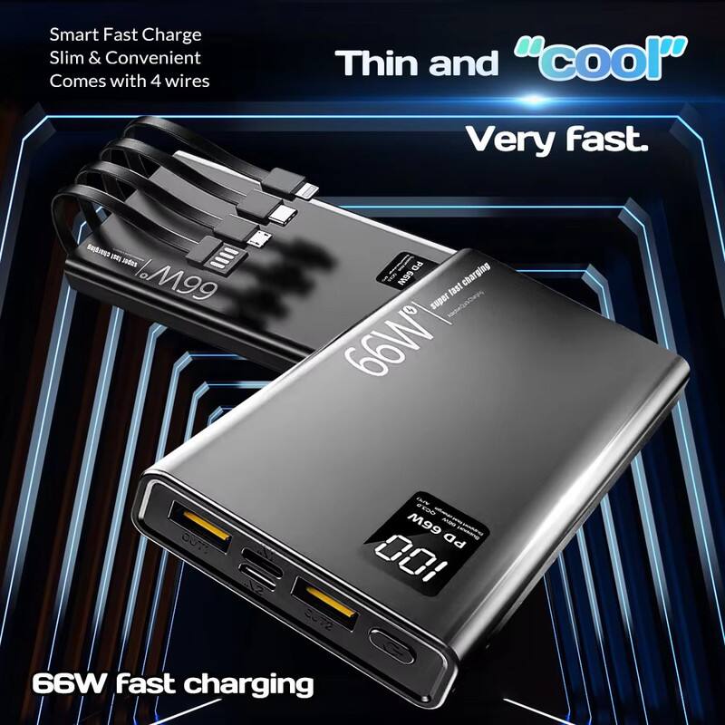 Smart Fast Charge  
Slim & Convenient  
Comes with 4 wires  

Thin and "cool"  
Very Fast.  

66W Fast charging
