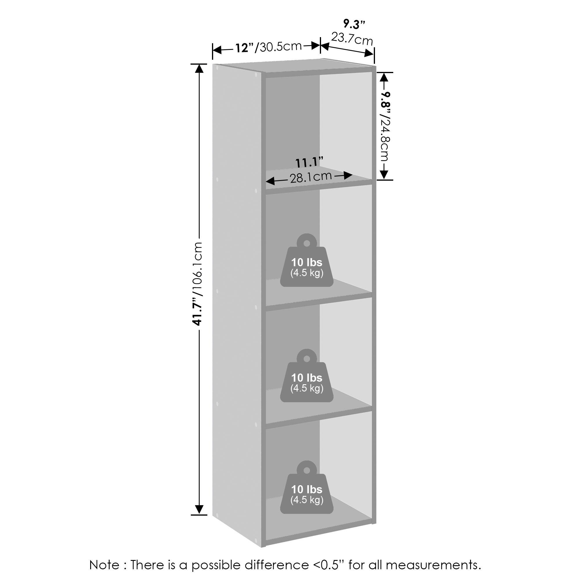 9.3" (23.7 cm)  
12" (30.5 cm)  
9.8" (24.8 cm)  
11.1" (28.1 cm)  
41.7" (106.1 cm)  
10 lbs (4.5 kg)  
10 lbs (4.5 kg)  
10 lbs (4.5 kg)  

Note: There is a possible difference <0.5" for all measurements.