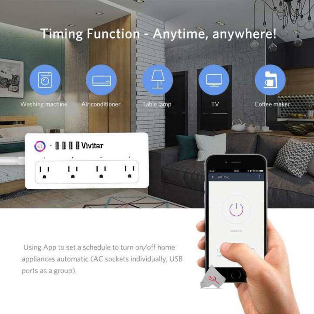 Timing Function - Anytime, anywhere!

- Washing machine
- Air conditioner
- Table lamp
- TV
- Coffee maker

Using App to set a schedule to turn on/off home appliances automatic (AC sockets individually, USB ports as a group).