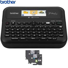 Brother - P-touch PT-D610BT Business Professional Connected Label Maker + TZE2312PKG White Laminated Label Tape Bundle - Black