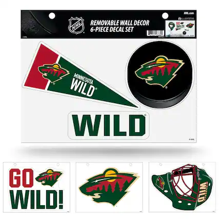 NHL.com - REMOVABLE WALL DECOR 6-PIECE DECAL SET
MINNESOTA WILD
WILD
GO WILD!
GO WILD!