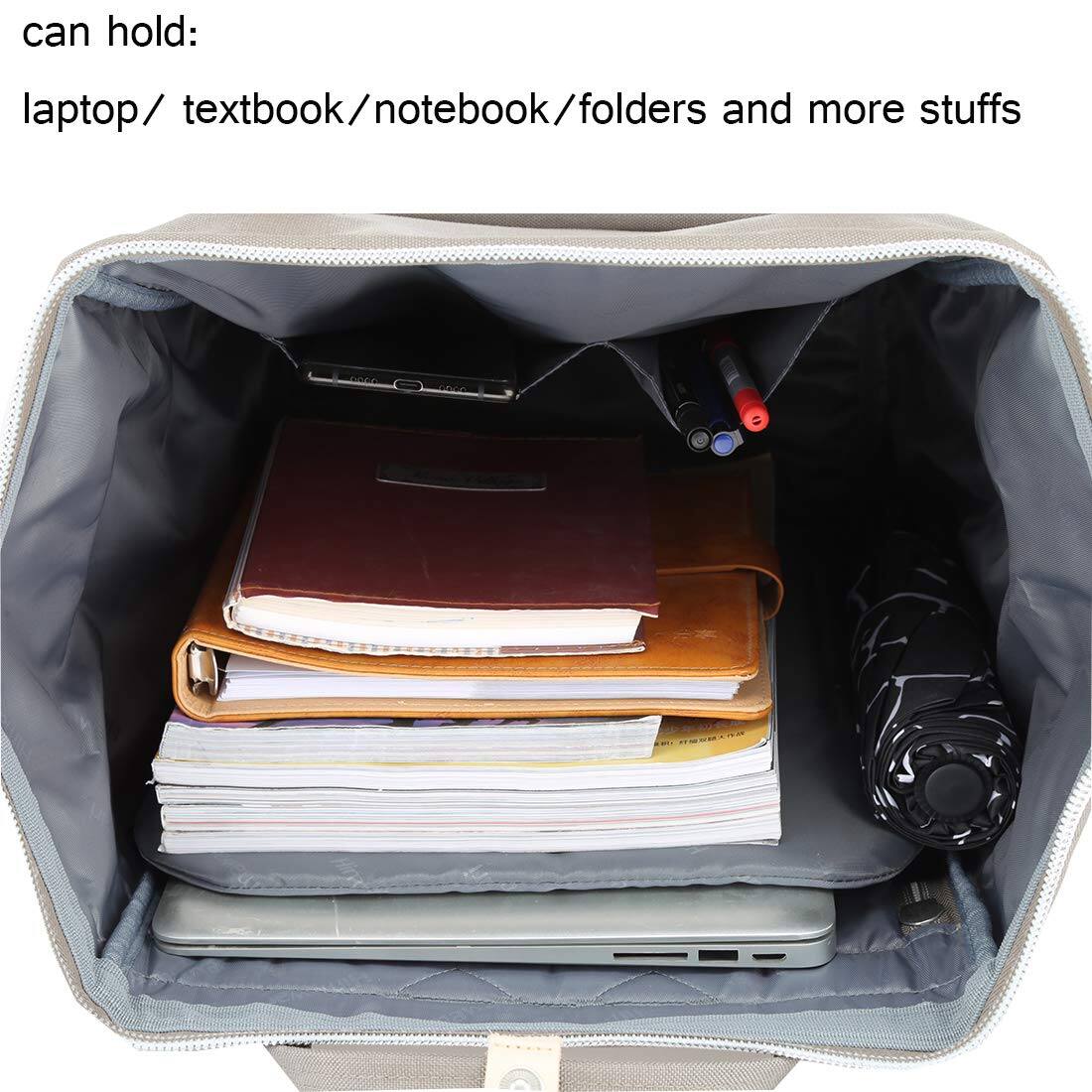 Alt View 3. Cozy Serene - Large Travel Backpack With Laptop Compartment 17 Inch Roomy Bag College For Women men not Include Usb Port 1882 black - 1882-brown-Large.