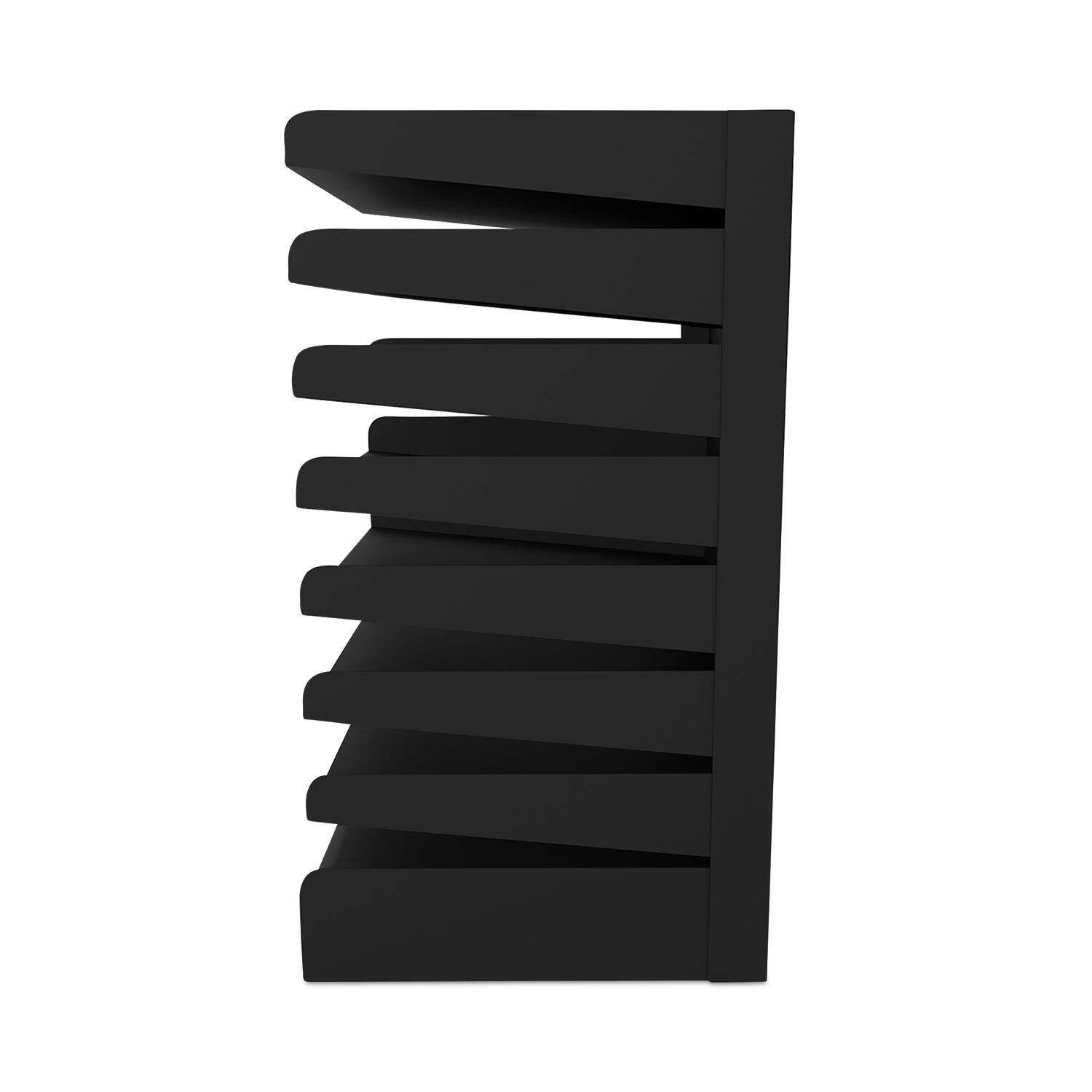 Back. Safco - Safco Slanted Shelves Steel Desk Tray Sorter 8 Tier Desktop Durable Powder Coated Black Steel - Black.