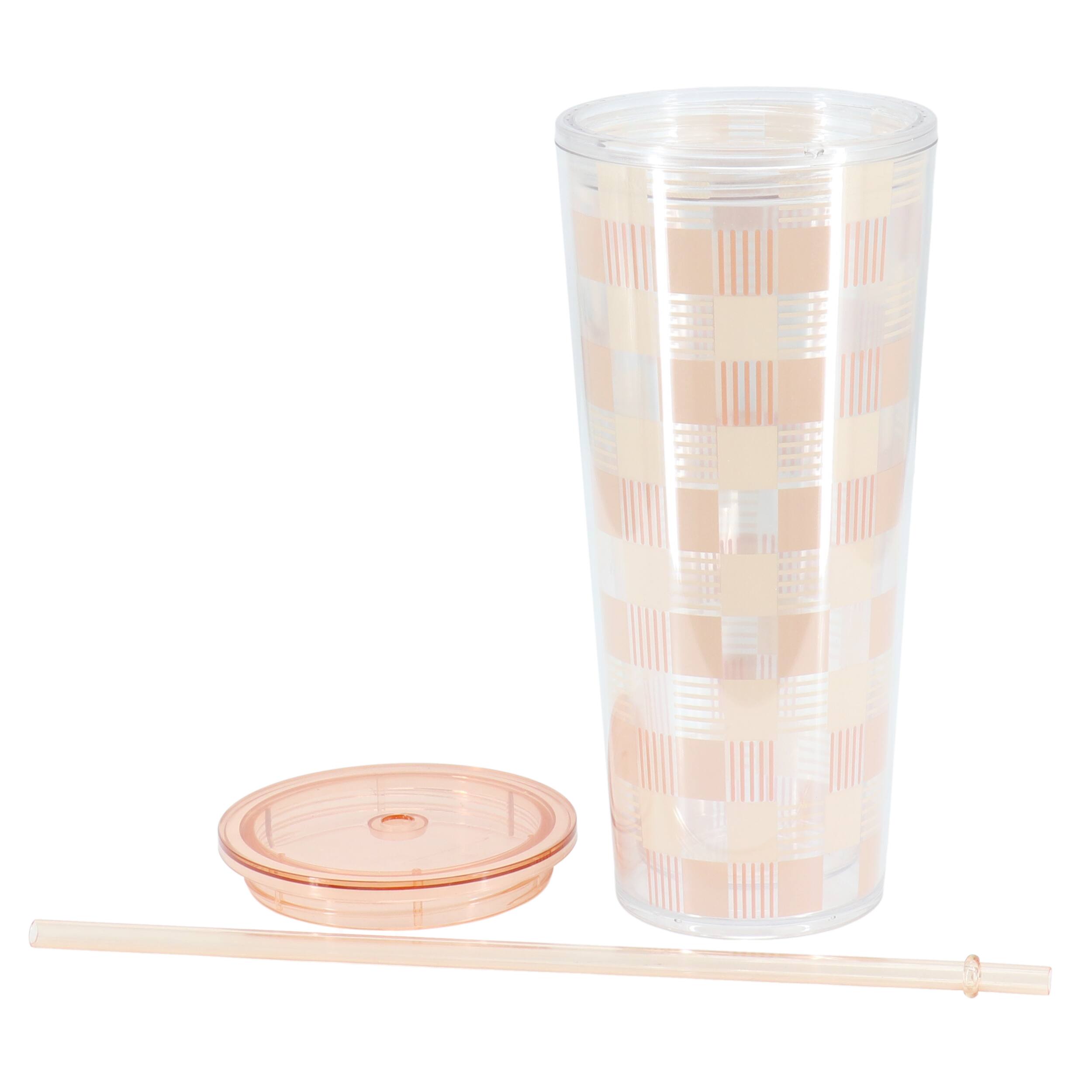 Alt View 2. Mr. Coffee - Mr. Coffee Modern Euphoria 4 Piece 23 Ounce Plastic Tumbler with Straw and Lid Set in Pink - Pink.