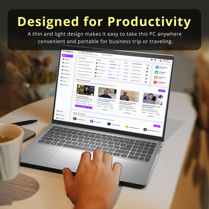 Designed for Productivity  
A thin and light design makes it easy to take this PC anywhere convenient and portable for business trip or traveling.